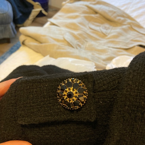 Vintage woman’s swing coat wool blend  brass/black glass stones made in USA - Picture 8 of 14